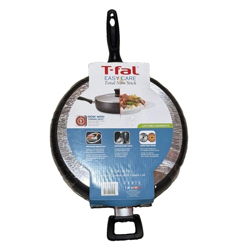 T-fal Easy Care 5 Qt Jumbo Cooker Nonstick Deep Frying Pan Glass Lid NEW